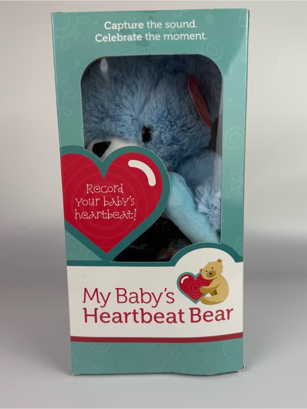 My Baby's Heartbeat Blue Bear Stuffed Animal Plush with Heart Recorder NEW